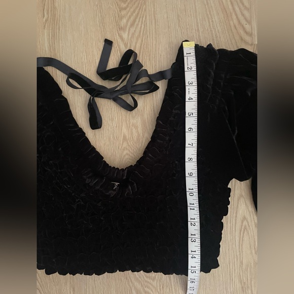 Gothic Velvet Set Free People Smocked Peasant Sleeve Mini Skirt - Picture 14 of 16